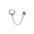 Hip Hop Stainless Steel Chain Ear Cuff Studs, Korean Minimalist Silver Tassel Clip Earrings view 5