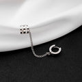Hip Hop Stainless Steel Chain Ear Cuff Studs, Korean Minimalist Silver Tassel Clip Earrings view 2