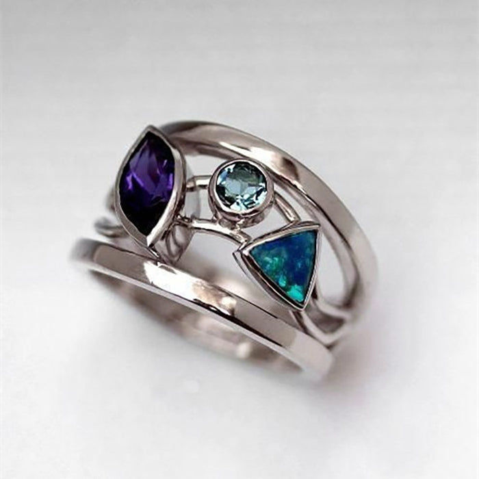 Creative Wave Line Womens Ring With Geometric Cubic Zirconia Minimalist Hand Jewelry
