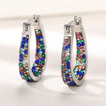 European Colorful Hoop Earrings With Rhinestone Inlay For Women Fashion Versatile Jewelry view 2