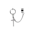 Punk Stainless Steel Chain Ear Cuff Cross Star Pendant No Piercing Couple Hoop Earrings view 5