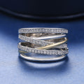 Creative Multi Line Wrap Ring With Multi Row Zircon Inlay, Trendy Fashion Finger Jewelry view 3