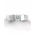 Simple White Gold Color Mens Ring With Quality Cubic Zirconia For Engagement Wedding Jewelry view 2