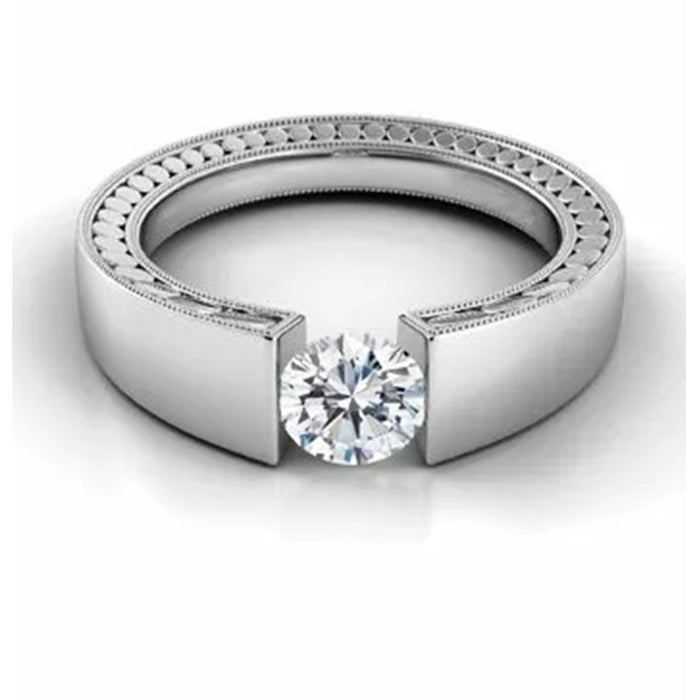 Simple White Gold Color Mens Ring With Quality Cubic Zirconia For Engagement Wedding Jewelry