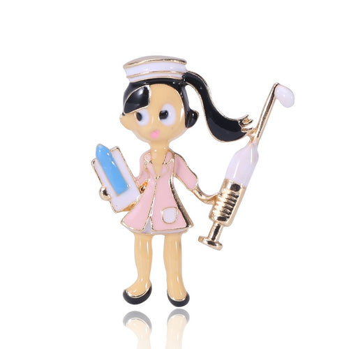 Alloy Enamel Nurse Brooch Pin For Women Clothing Accessories