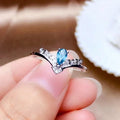 Sky Blue Zircon V-Shaped Paved Wedding Band Ring, Fashion Bridal Jewelry For Women view 2