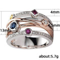 Hip Hop Geometric Line Multicolor Zircon Ring For Women Trendy Fashion Statement Jewelry view 3