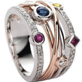 Hip Hop Geometric Line Multicolor Zircon Ring For Women Trendy Fashion Statement Jewelry view 2