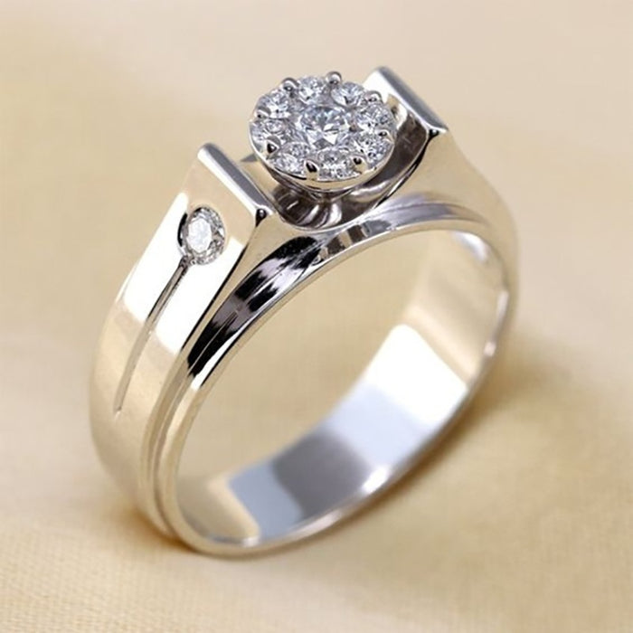 Raised Round Micro Pave Zircon Women's Ring, European American Diamond Engagement Hand Jewelry
