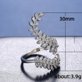 Silver Plated Women's Zircon Ring, Creative Plant Leaf Long Statement Finger Jewelry view 4
