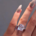 Classic Four Prong White Square Zircon Ring, Large Stone Fashion Jewelry For view 3