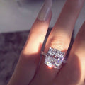 Classic Four Prong White Square Zircon Ring, Large Stone Fashion Jewelry For view 4