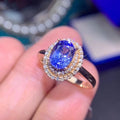 Vintage Elegant Rose Gold Plated Ladies Ring With Blue Cubic Zirconia Jewelry view 2