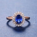 Vintage Elegant Rose Gold Plated Ladies Ring With Blue Cubic Zirconia Jewelry view 5