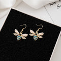 Vintage Bee Pearl Rhinestone Zircon Alloy Stud Drop Luxury Creative Insect Fashion Earrings view 2