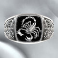 Personalized Electroplated Scorpion Shape Ring With Black Epoxy, Patterned Finger Jewelry view 4