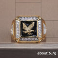 Bold Mens Gold Plated Eagle Ring With Inlaid Rhinestones European American Fashion Finger Jewelry view 5