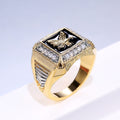 Bold Mens Gold Plated Eagle Ring With Inlaid Rhinestones European American Fashion Finger Jewelry view 3