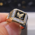 Bold Mens Gold Plated Eagle Ring With Inlaid Rhinestones European American Fashion Finger Jewelry view 4