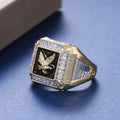 Bold Mens Gold Plated Eagle Ring With Inlaid Rhinestones European American Fashion Finger Jewelry view 2