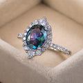 Delicate Four Prong Colorful Zircon Ring For Women Couple Proposal Finger Jewelry Birthday Gift view 2