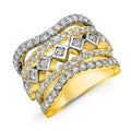 Women's Hollow Multi Line Two Tone Ring With Micro Pave Zircon, Fashion Hand Jewelry view 3