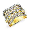 Women's Hollow Multi Line Two Tone Ring With Micro Pave Zircon, Fashion Hand Jewelry view 1