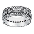 European American Minimalist Micro Pave Zircon Unisex Ring, Full Stone Striped Finger Jewelry view 2