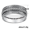 European American Minimalist Micro Pave Zircon Unisex Ring, Full Stone Striped Finger Jewelry view 3