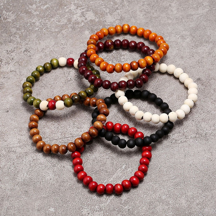 Simple Handmade Single Wrap Wooden Bead Bracelet Vintage Literary Student Trend Accessory