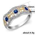 Elegant Hollow Pattern Two Tone Women's Ring With Zircon, Simple Geometric Fashion Jewelry view 5