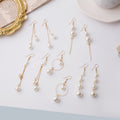 Elegant Gold Tone Alloy Long Tassel Drops, Round Hoop And Graduated Faux Pearl Dangle Earrings view 1