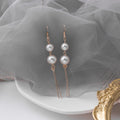 Elegant Gold Tone Alloy Long Tassel Drops, Round Hoop And Graduated Faux Pearl Dangle Earrings view 3