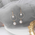 Elegant Gold Tone Alloy Long Tassel Drops, Round Hoop And Graduated Faux Pearl Dangle Earrings view 4