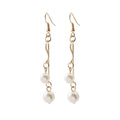 Elegant Gold Tone Alloy Long Tassel Drops, Round Hoop And Graduated Faux Pearl Dangle Earrings view 5