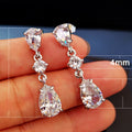 Sparkling Silver Plated Water Drop Stud Earrings For Women With Large Zircon view 4