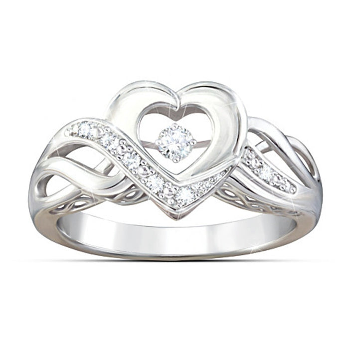 Elegant Hollow Heart Shape Women's Alloy Ring For Fashion Jewelry Accessories