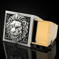 Men's Bold Lion Head Ring With Creative Hidden Box Storage Compartment view 2