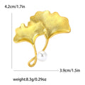 Alloy Ginkgo Leaf Pearl Brooch Pin For Women's Apparel view 4