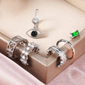 European Trend 6 Piece Women's Stud Earrings And Ear Clips Set, Copper Zircon Cartilage Earrings view 3