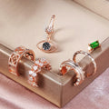 European Trend 6 Piece Women's Stud Earrings And Ear Clips Set, Copper Zircon Cartilage Earrings view 2