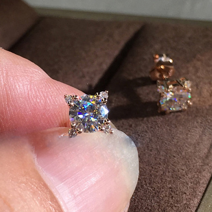 Women's Fashion Five Point Star Zircon Stud Earrings For Versatile Accessories