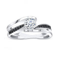 Interwoven Line Double Layer Zircon Inlaid Symmetrical Women's Ring, Versatile Fashion Accessory view 1
