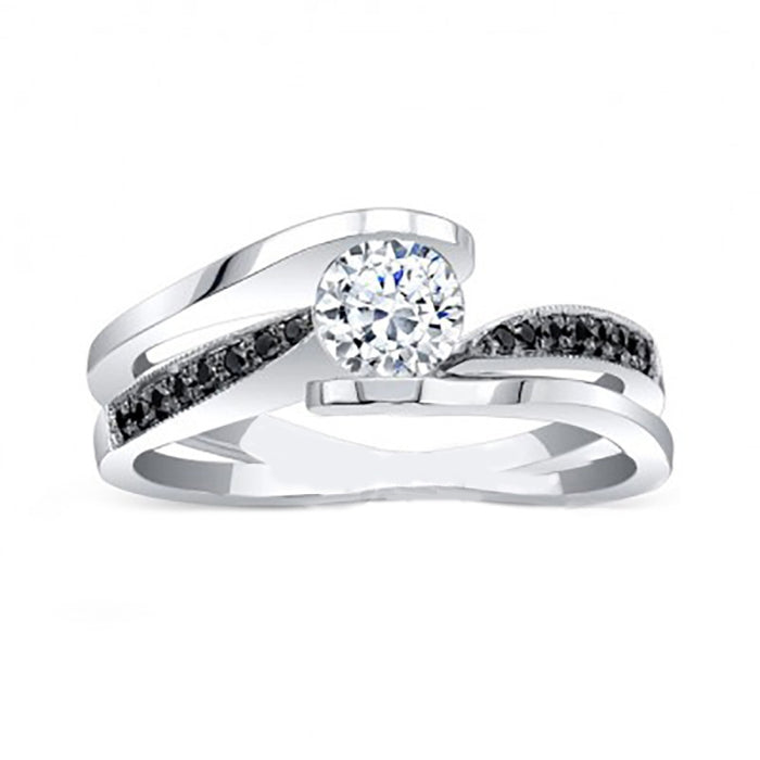 Interwoven Line Double Layer Zircon Inlaid Symmetrical Women's Ring, Versatile Fashion Accessory