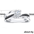 Interwoven Line Double Layer Zircon Inlaid Symmetrical Women's Ring, Versatile Fashion Accessory view 3