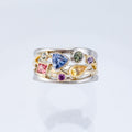 Exquisite Multicolor Geometric Zircon Women's Ring, Wave Line Finger Jewelry view 2