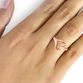Minimalist Plain Band Hollow Plated Heart Ring, Cute Fresh Style Girls Fashion Jewelry view 4