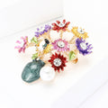 Metal Alloy Enamel Sunflower Brooch For Elegant Women's Apparel Decoration view 2