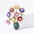Metal Alloy Enamel Sunflower Brooch For Elegant Women's Apparel Decoration view 1