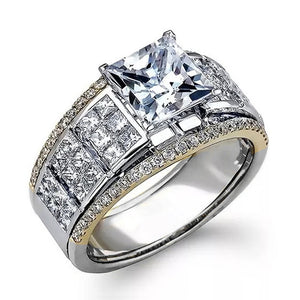 European Style Men's Copper Ring With Zircon Inlay, Elegant Wedding Jewelry Ring In Stock